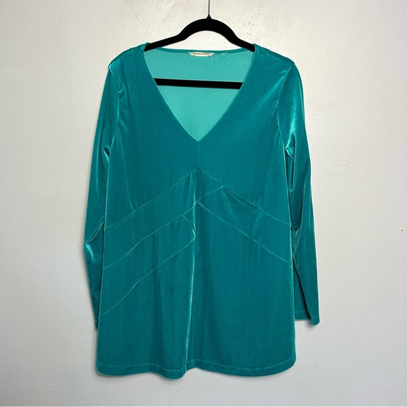 Soft Surroundings Tops - Soft Surroundings Teal Green Velvet Top XXL